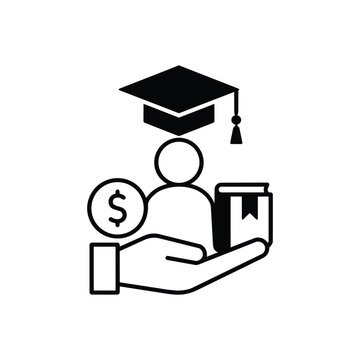 Education benefit support icon with education benefit support and graduate funding hand for Social Governance