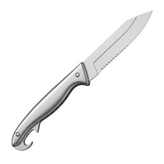 Obraz premium Shiny kitchen knife with serrated blade