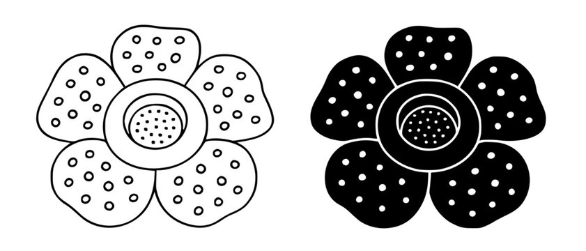 Rafflesia flower minimalist icon in outline and silhouette style