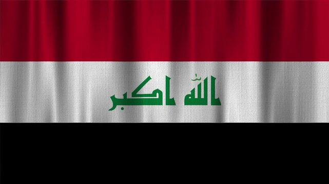 Irak Flag Animation With Fabric Texture