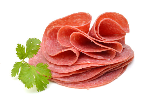 Front view of folded slice of lean pork ham