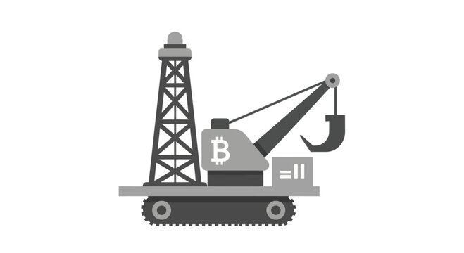 Bitcoin Mining Rig Crane Constructing Cryptocurrency