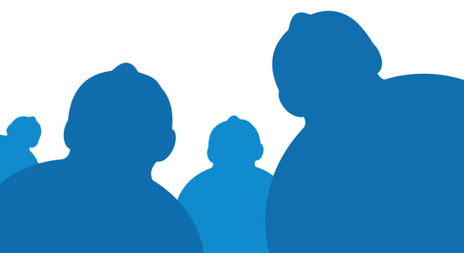Blue Silhouette Crowd of Sumo Wrestlers