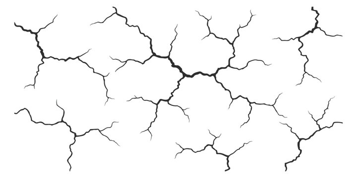 Black cracks and surface fractures set on a simple pattern