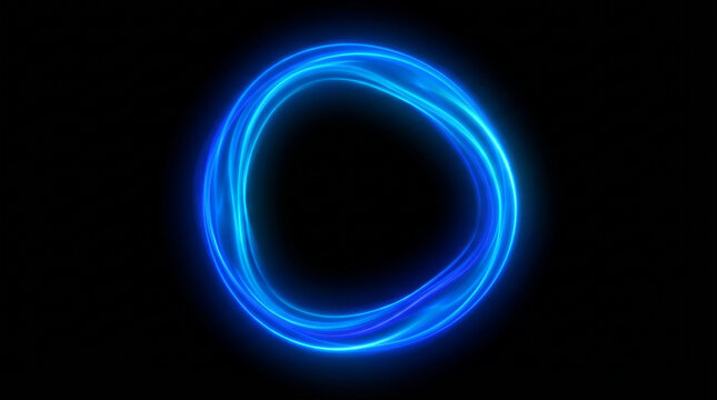 blue glowing neon circle light effect on black background