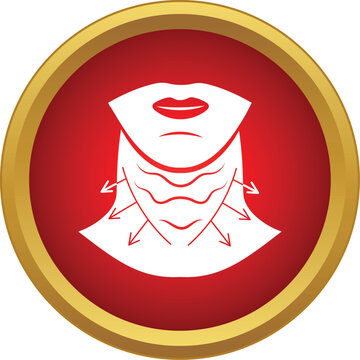 Neck lift cosmetic surgery icon removing fat and wrinkles from the submental area