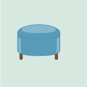Blue Round Ottoman Pouf