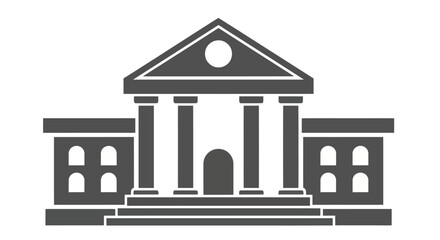 Fototapeta premium Icon of a neoclassical building with columns, representing government or education.