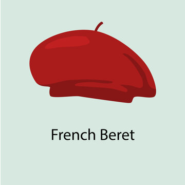 Red French Beret Hat Headwear