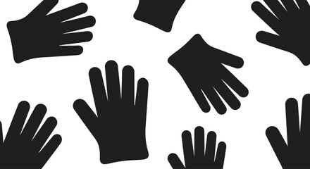 Obraz premium Seamless pattern of black gloves on white background, flat design, graphic resource