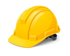 Fototapeta premium Yellow hard hat for construction safety, industrial protective headgear, plastic work helmet on white