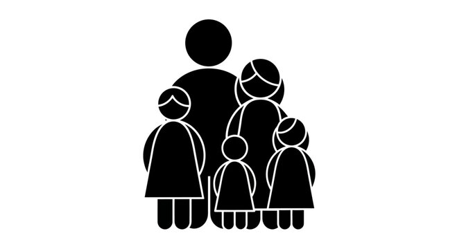 Family Icon: Silhouette of parents and three children, representing unity and togetherness.
