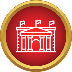 Naklejka premium Detailed line icon of a classical building with flags, ideal for government and university concepts
