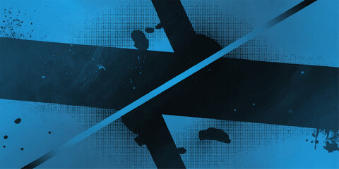Black silhouette of a plane flying over a clock on the wall and an old rusty metal door with an abstract sea icon © MD HABIBUR