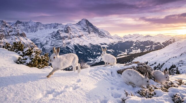 Group of Mountain Hares