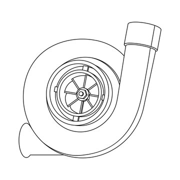 Turbocharger outline icon vector line car turbo engine part automotive mechanic symbol isolated background