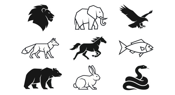 Wildlife animal silhouettes illustration
