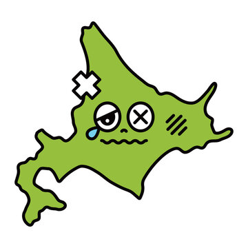 シンプルな北海道地図のキャラクター