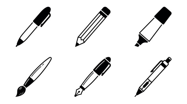 Creative writing tools pens pencils and markers for artists and students in an artistic workspace