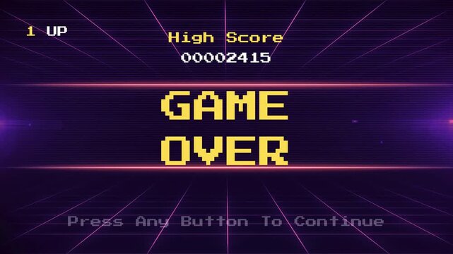 Game Over Screen with High Score and Retro Aesthetic for a Nostalgic Gaming Experience