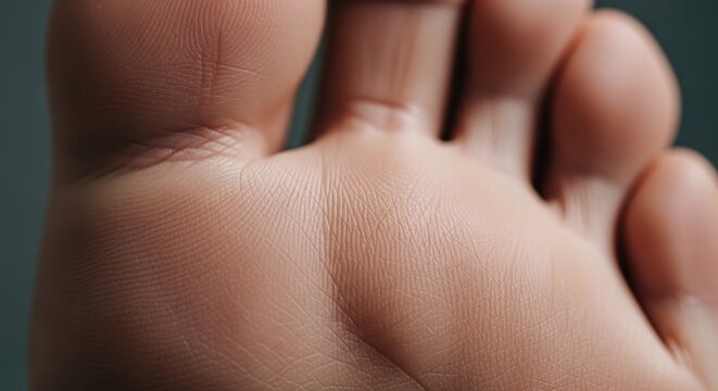 Extreme close-up of human toes and skin texture, showing fine lines