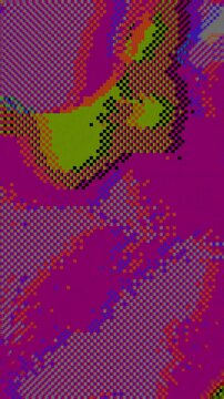 Green and Magenta 8bit Pixel Glitch Looping Animated Video Background