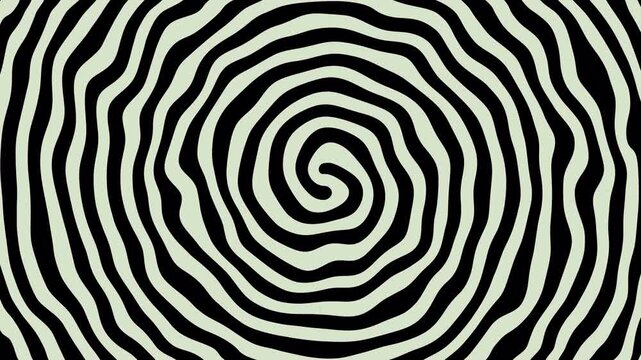 Hypnotic Black and White Swirling Spiral Motion Background - Abstract Radial Pattern Optical Illusion Loop for Transitions and VFX - 4K