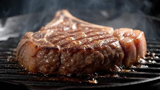 Delicious grilled lamb chops cooking on a hot grill