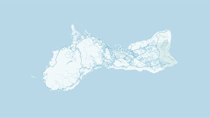 Modern minimalist vector map of Guam Island. High-quality scalable illustration of Hagatna, Tumon Bay, and Pacific coastline for travel posters and geographic design. © AliRza
