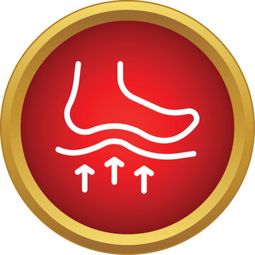 Foot outline with upward arrows showing arch support and health