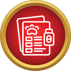 Fototapeta premium Document with paw print and medication bottle representing animal health care