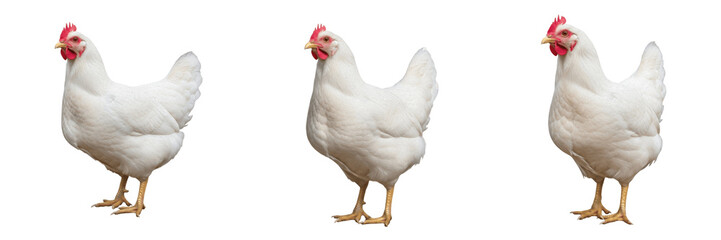 Set and collection of white chicken hen bird isolated on white transparent png background © Hanoman