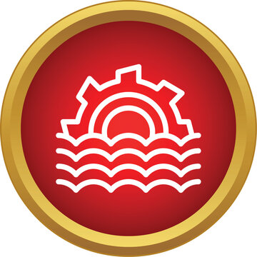Water wave and gear symbol representing hydroelectric sustainable power generation