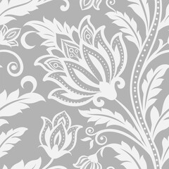 floral pattern vintage ethnic modern embroidery texture boho design illustration  flower motif branches leaves wallpaper seamless background border. © tubtim