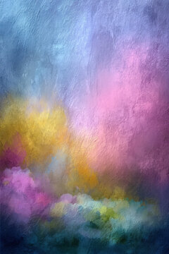A soft, impressionistic watercolor painting of a dreamy landscape.