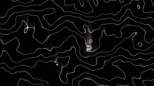 White morphing lines on black background RGB flash seamless loop animation