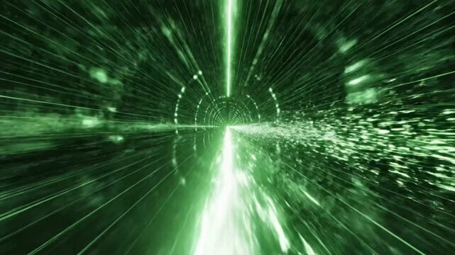 Green line shine speed loop animation with VSRExport showing motion and direction in a digital space environment