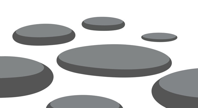 Gray stepping stones on white background, abstract, minimalist design