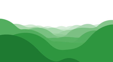 Obraz premium Abstract Green Hills Landscape, Layered Shapes, Horizon View, Minimalist Design