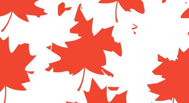 Canadian Maple Leaf Pattern - Red and White Autumn Background