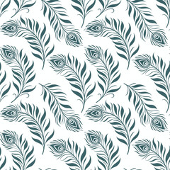 Fototapeta premium seamless pattern feather. Flying peacock Design Element for Greeting Cards and Wedding, Birthday and other Holiday and Summer Invitation Cards Background.