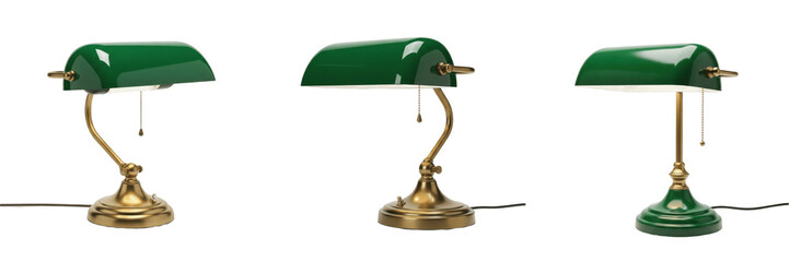 Fototapeta premium Set and collection of green desk lamp isolated on white transparent png background