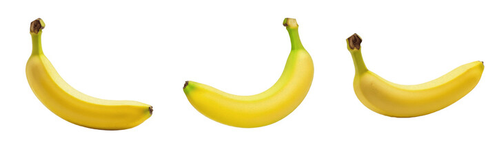 Set and collection of single yellow banana isolated on white transparent png background © photoland