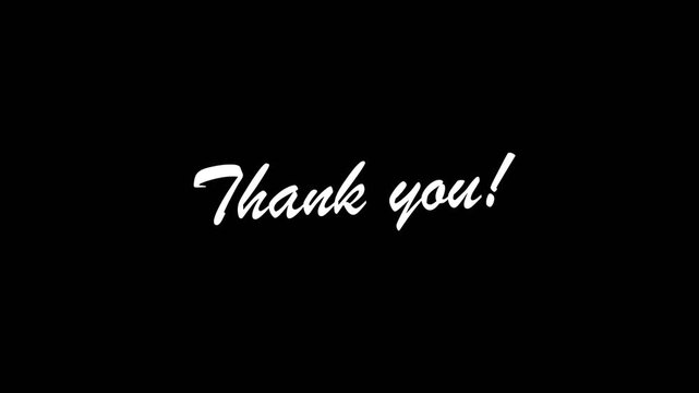 Beautiful white handwritten thank you message in a script font for social media or business video endings