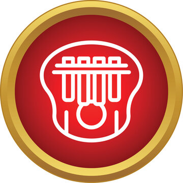 White kalimba outline on a round red background with a gold border