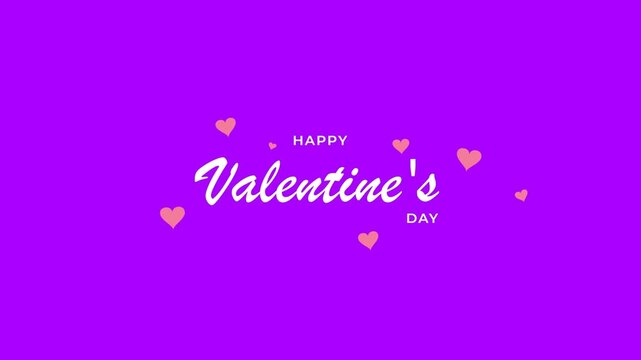 Happy Valentine's Day greeting with elegant white script and floating pink hearts for romantic celebrations