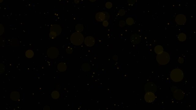 Small glowing stars and particles drift slowly through the vast and empty darkness of deep outer space.