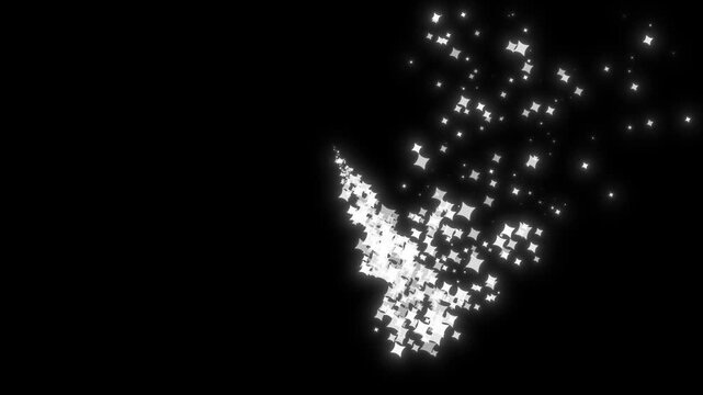Luxury White Glitter Sparkles Line Trail Magic Dust Pixie Dust Path Christmas Stars on Black Screen Background, Shining Glitter Star Sparkle Animation Glowing Dust Trails Twinkling Fairy Sparkles. 4k