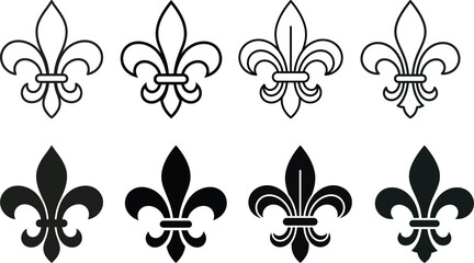 Collection of fleur de lis symbols black and white heraldic designs © JahirulIslam