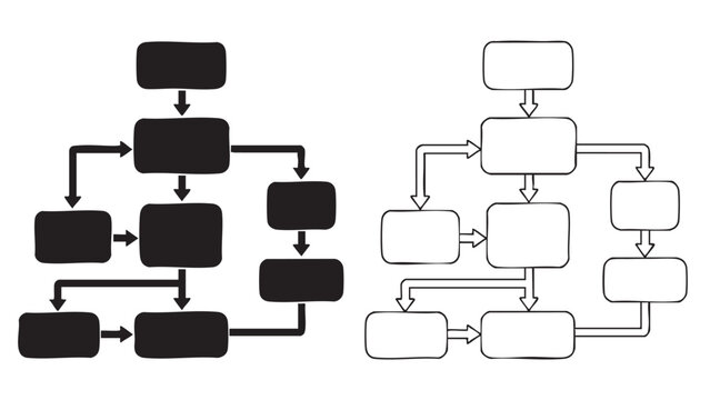 Flowchart diagrams icons black and white